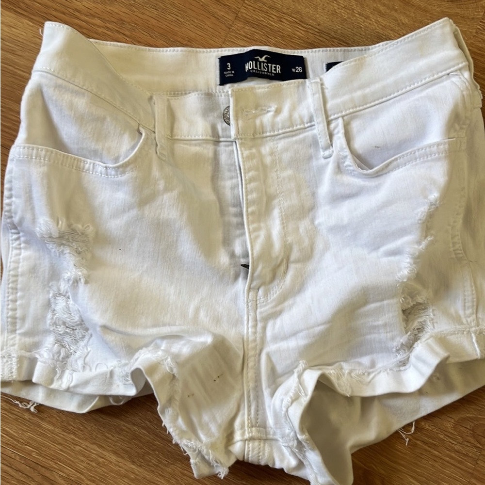 Hollister white jean shorts